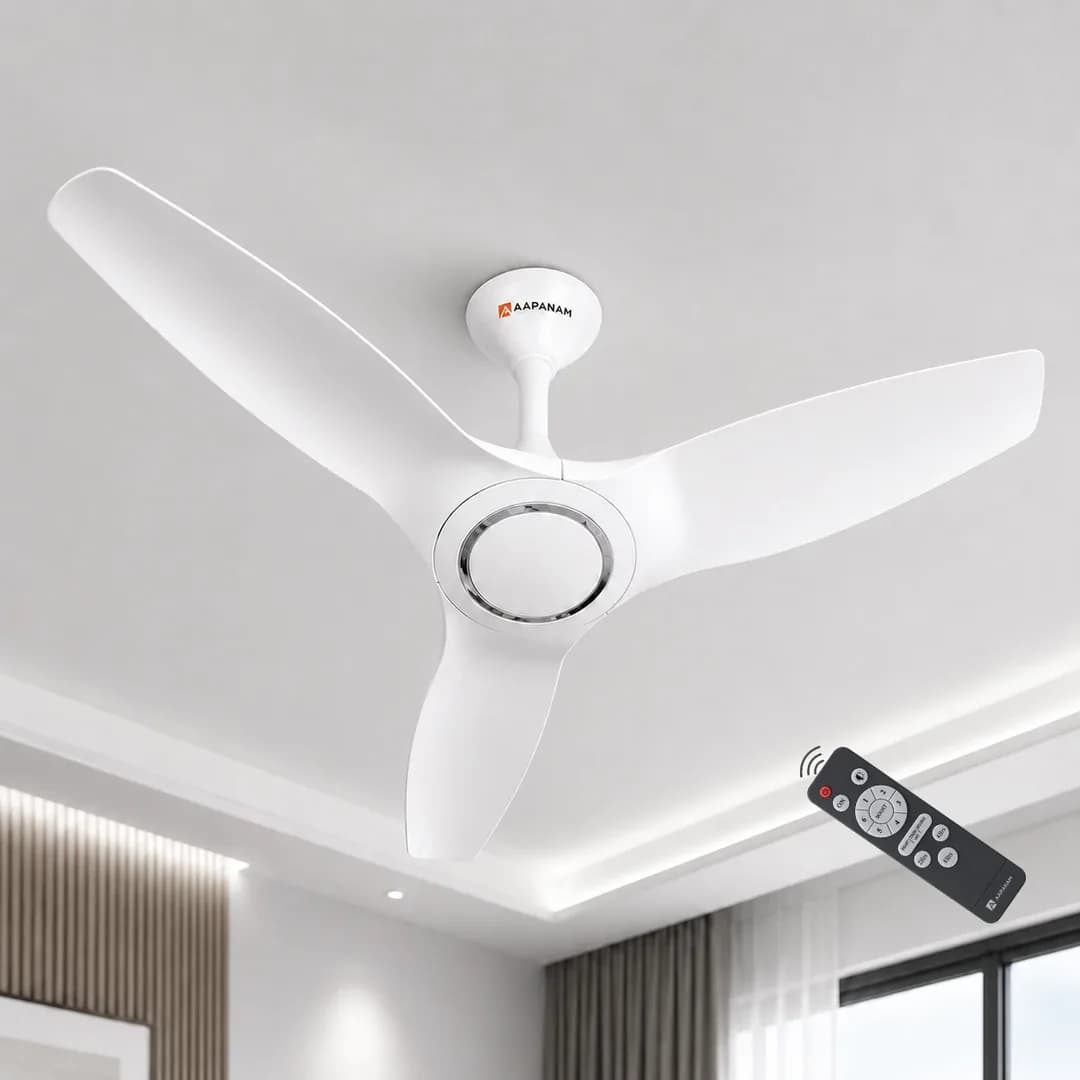 Aapanam Vixa Pro Pearl White — BLDC Ceiling Fan 1200mm, 35W, RF Remote