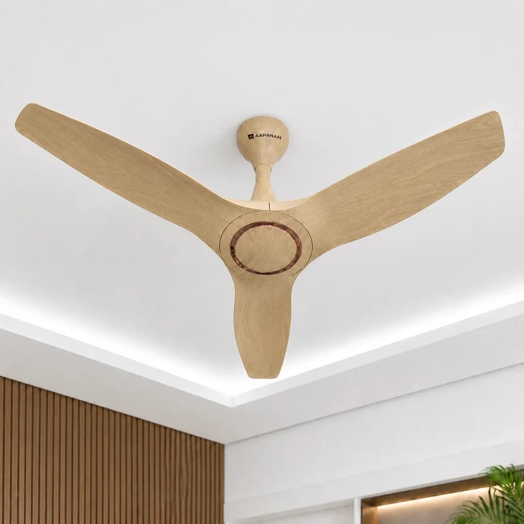 Aapanam Vixa Pro Wood Light Oak — BLDC Ceiling Fan 1200mm, 35W, RF Remote view 3
