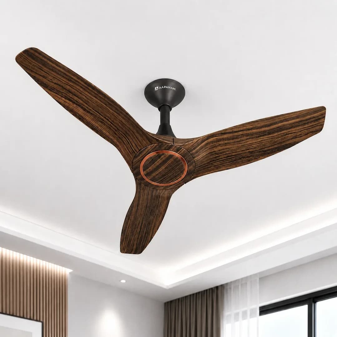 Aapanam Vixa Pro Wood Royal Teak — BLDC Ceiling Fan 1200mm, 35W, RF Remote view 3