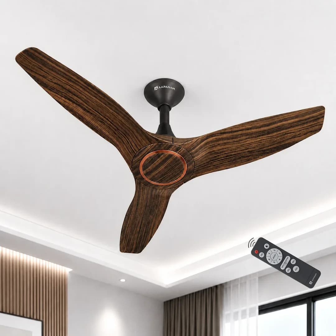 Aapanam Vixa Pro Wood Royal Teak — BLDC Ceiling Fan 1200mm, 35W, RF Remote