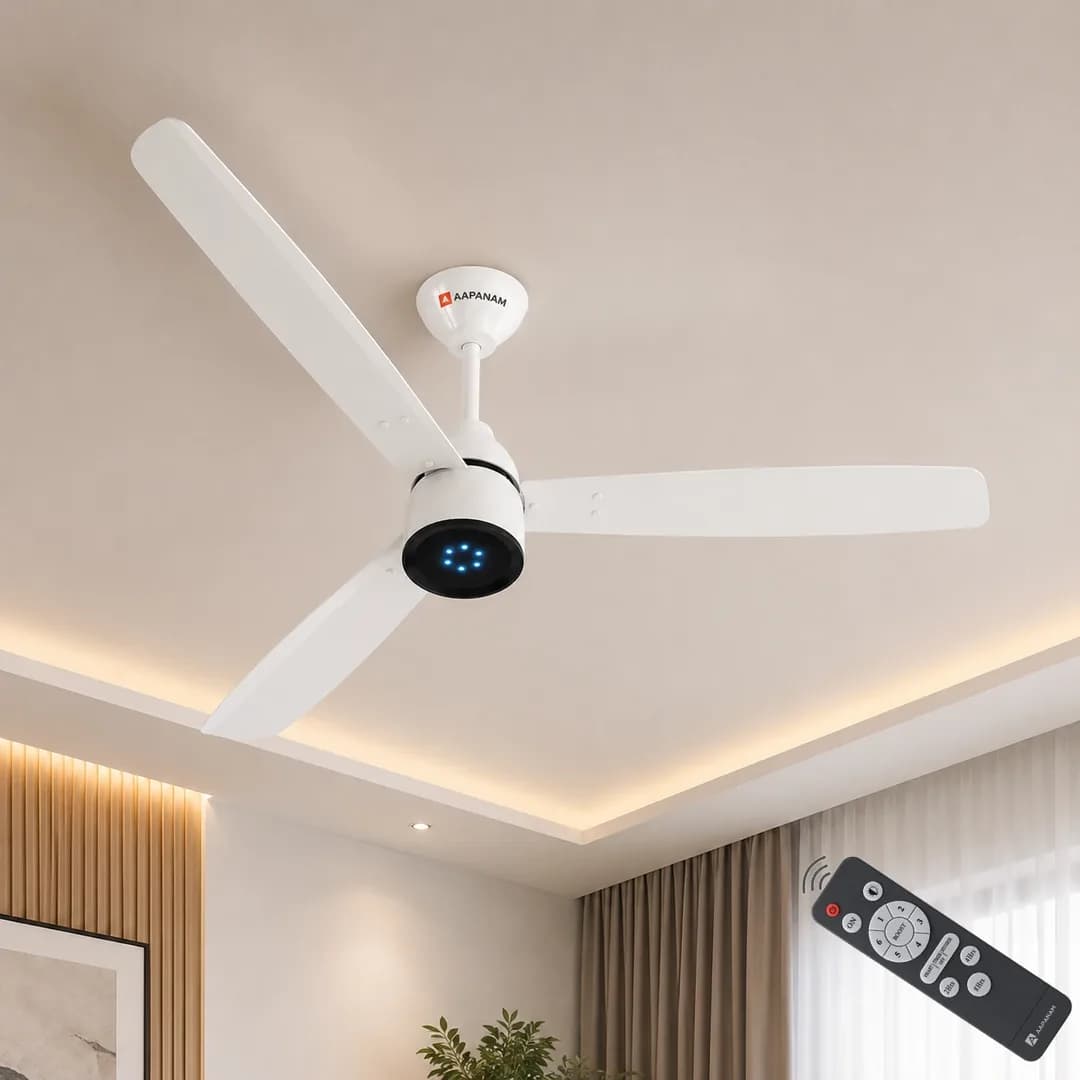 Aapanam Vixa Neo Pearl White — BLDC Ceiling Fan 1200mm, 30W, RF Remote