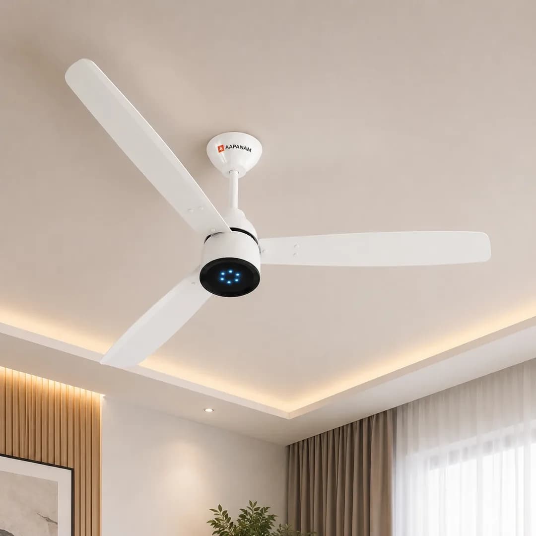 Aapanam Vixa Neo Pearl White — BLDC Ceiling Fan 1200mm, 30W, RF Remote view 3