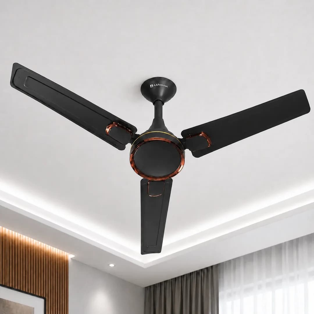 Aapanam Vixa Onyx Black — BLDC Ceiling Fan 1200mm, 29W, RF Remote view 3