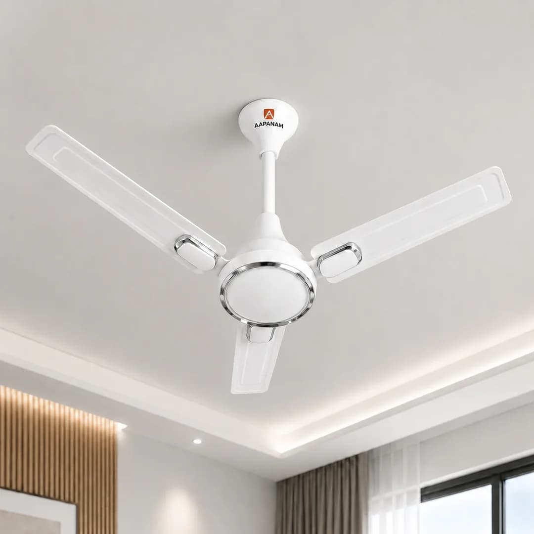 Aapanam Vixa Pearl White — BLDC Ceiling Fan 1200mm, 29W, RF Remote view 3
